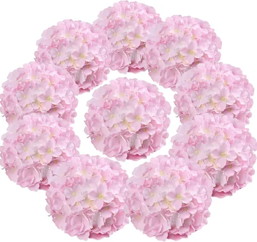 Vista 12 de Cabezales artificiales de hortensias de seda para decoración de bodas caseras, 10