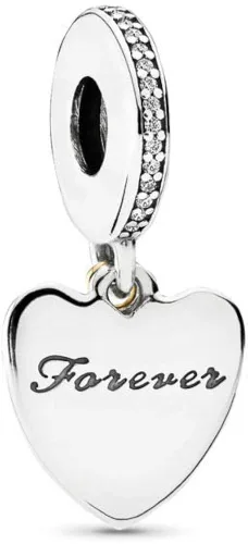 Vista 2 de MiniJewelry - Abalorio de plata de ley con texto en inglés I Love You diseño de texto I Love You