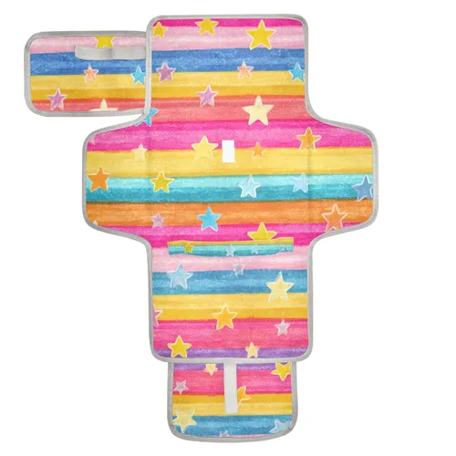 Vista 43 de Cambiador de pañales portátil, cambiador de pañales de viaje, impermeable, plegable, ligero, cambiador de bebé con almohada incorporada, perezosos
