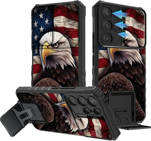 Vista 123 de Funda para Samsung Galaxy A13 5G/4G/A04S, Galaxy A13 5G con cubierta de cámara deslizante, funda de doble capa integrada con función atril