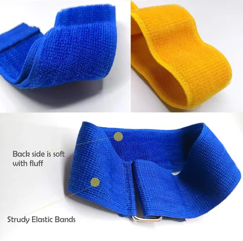 Vista 4 de Bandas de carreras de 8 colores y 3 patas, 3 patas de carrera, duradera, firme, elástica, cuerda de amarre colorida de 3 piernas para fiesta, juego