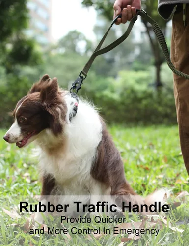 Vista 4 de TINMARDA Correa de perro resistente con 2 asas acolchadas y clip de metal avanzado fácil de usar, correas de perro de 4 a 6 pies que absorben golpes