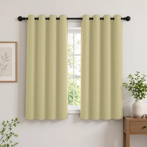 Vista 46 de Cortinas de oscurecimiento de habitación de 45 pulgadas de largo para dormitorio y sala de estar, cortinas térmicas aislantes con ojales