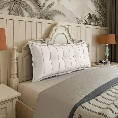 Vista 12 de Johnear Almohada de cabecera negra de felpa para lectura, almohada de apoyo para la espalda, almohada para cama sentada, sofá cama para adultos