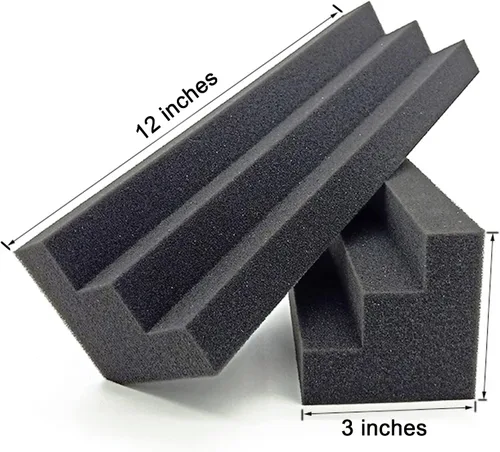 Vista 2 de Paneles de espuma acústica de 12 x 3 x 3 pulgadas, trampas para graves esquinas de espuma acústica, paneles de espuma a prueba de sonido para pared