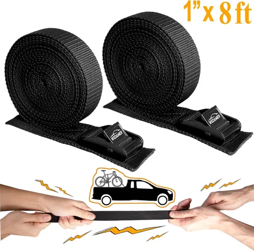 Vista 4 de WEDAMER Paquete de 2 correas de amarre para kayak de 8 pies con hebilla de leva de alta resistencia, correa ajustable para kayak, camiones 2Pack - 8