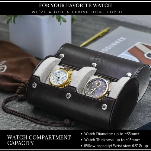 Vista 3 de Estuche de viaje para hombres con 2 relojes Mirage Watch Roll, accesorio de regalo, color espressomarfil