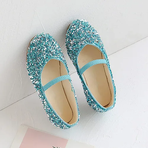 Vista 6 de YIBLBOX Girls Dress Shoes Mary Jane Flats Princess Dresses for Girls Ballet Flats Glitter Shoes Flower Girls Shoes