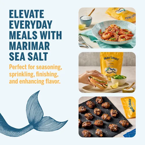 Vista 5 de Marimar Sal marina, naturalmente baja en sodio, grano grueso, Kosher, 20 onzas