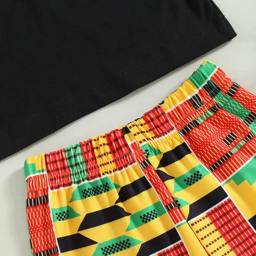 Vista 5 de Mubineo Conjunto de 2 piezas con estampado africano de Kente Dashiki para bebés, niñas y niños pequeños