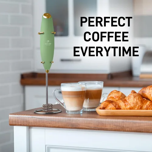 Vista 151 de Zulay Milk Boss Espumador de leche potente manual, hace espuma para latte, batidor para mezclar bebidas, café, miniespumador para capuchino, frappé