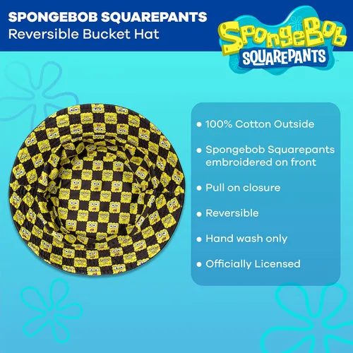 Vista 6 de Concept One Spongebob Squarepants Bucket Hat, Packable Travel, Wide Brim Summer Cap