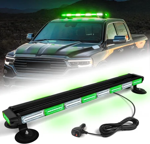 Vista 8 de Barra de luces estroboscópicas de techo de 34 pulgadas con 166 LED, intermitentes, luz de advertencia, asesor de tráfico, luz de emergencia, base