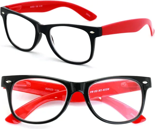Vista 6 de 2 pares de anteojos de lectura transparentes de color neón de lujo, cómodos y elegantes para lectores simples