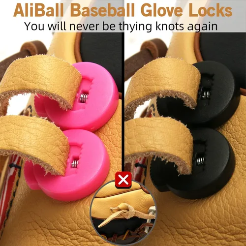 Vista 2 de AliBall Glove Locks - Juego de 8 cerraduras de encaje para guantes, nunca más necesitarás nudos, se adapta a todos los guantes de béisbol y sóftbol