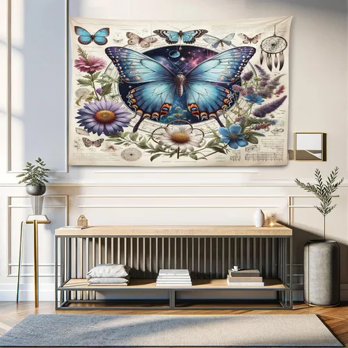 Vista 115 de Ambesonne Tapiz hippie, abrazo de hongos de ensueño y árbol de la vida místico y mandal verde, decoración de tela para colgar en la pared