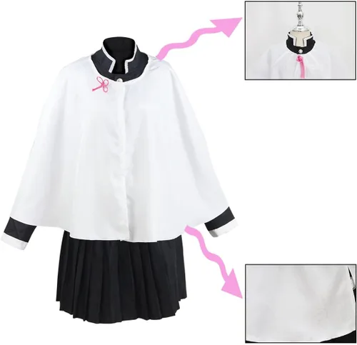 Vista 5 de UZAIN Disfraz de cosplay para mujer, disfraz de anime Kamado Tsuyuri Shinobu Mitsuri, conjunto completo con bambú
