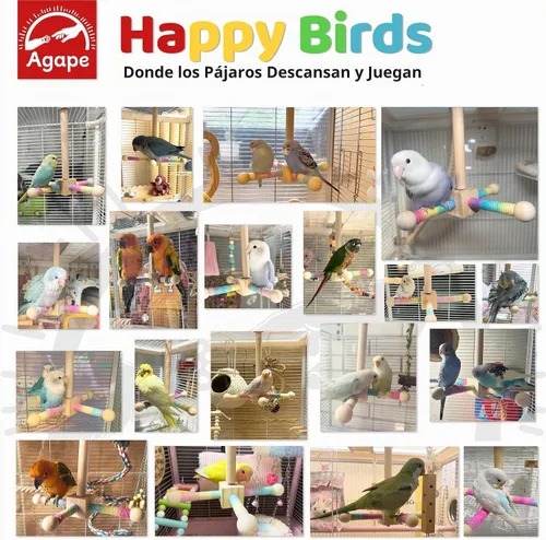 Vista 5 de Agape Soporte giratorio de 360° para perca de pájaro, juguete de ejercicio