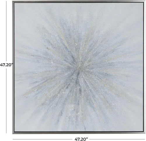 Vista 6 de Deco 79 Lienzo decorativo radial con marco plateado, 47 x 2 x 47 pulgadas, color azul