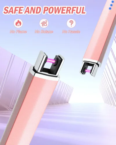 Vista 7 de Encendedor eléctrico recargable de velas de plasma de arco, sin llama, resistente al viento, encendedor USB, protección de seguridad múltiple