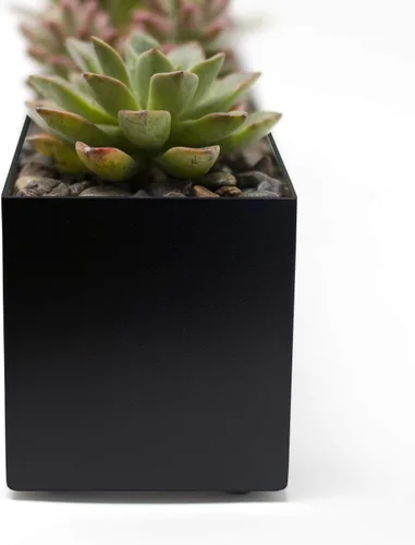 Vista 4 de [Usado] Buhbo Maceta rectangular moderna de acero tipo artesa de 16 pulgadas, negro