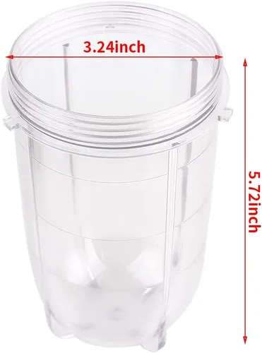 Vista 2 de Piezas de repuesto para tarros altos de 16 onzas, compatibles con el exprimidor original Magic Bullet MB1001 250W (paquete de 2)