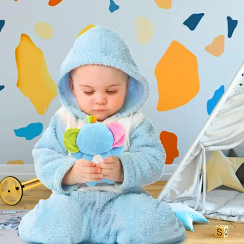 Vista 4 de Juguete de sonajero de elefante de peluche suave para bebés de más de 0 meses, juguete de agitación para recién nacidos, juguete de animal