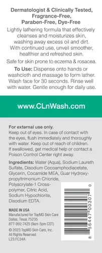 Vista 2 de CLn® Limpiador facial - Limpiador facial hidratante con glicerina, para pieles propensas a la sequedad, eczema, enrojecimiento, irritación