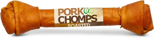 Vista 10 de Pork Chomps Masticables de piel de cerdo asada para perros, nudos de 6 pulgadas, 6