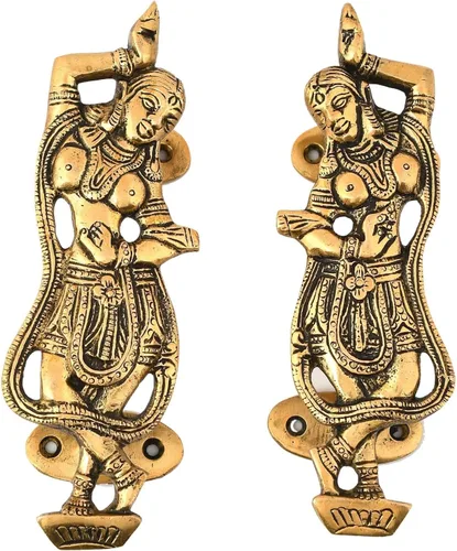 Vista 8 de LoveNspire Tiradores decorativos antiguos de puerta de dama bailarina de 6.8 pulgadas, par de 2 pomos únicos de latón para cajón, estante, armario
