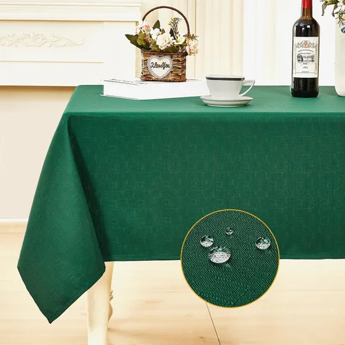 Vista 14 de Mantel rectangular de lino texturizado impermeable y sin arrugas, mantel de granja resistente a las manchas, mantel decorativo de tela para mesa