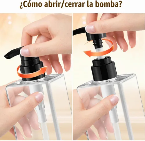 Vista 5 de 4 botellas de plástico de 16.9 fl oz/17 onzas, dispensador de jabón de baño, botella vacía recargable para champú, botella para acondicionador