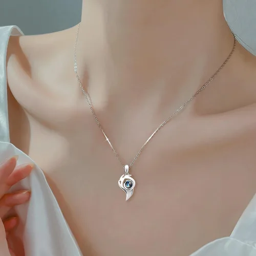 Vista 6 de Hurykte Collares magnéticos en forma de corazón, collar con colgante de proyección de 100 idiomas para parejas, regalo de San Valentín