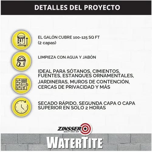 Vista 3 de Zinsser WaterTite LX Ultra White Pintura Impermeabilizante