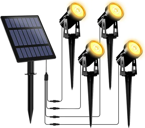 Vista 10 de T-SUNUS Luces Solares de Navidad para Exteriores Blancas 6000K IP65 Impermeables 2 en 1 Reflectores de Paisaje, Cable de 9.8 pies con Panel Separado