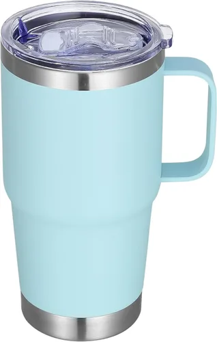 Vista 11 de Vaso térmico de acero inoxidable de 20 oz con asa, envase a granel, vasos termales metálicos aislados, taza de café de viaje con asa, vaso de doble