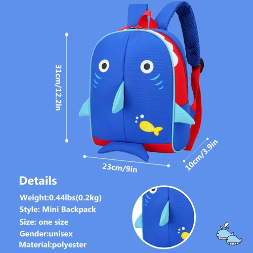 Vista 2 de Mochila para niños con correa para guardería, Azul Patchwork
