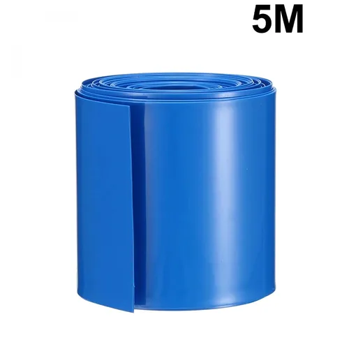 Vista 4 de uxcell Tubería termorretráctil de PVC de 1.969 in de ancho plano para 18650 16.4 ft de longitud, azul
