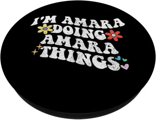 Vista 2 de Retro Groovy Im AMARA Doing AMARA Things Funny Día de la Madre PopSockets Adhesivo PopGrip