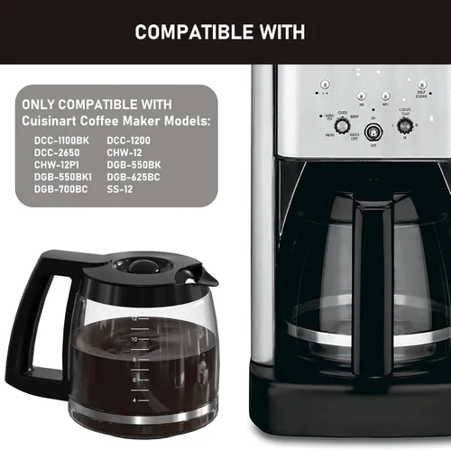 Vista 7 de Repuesto de cafetera de 12 tazas compatible con los modelos Cuisinart SS-12, SS-15, SS-16, DCC-1100BK, DCC-1200, DCC-2650, CHW-12P1, DGB-400