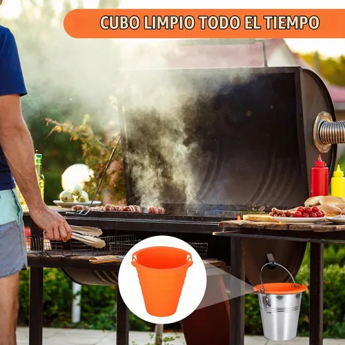 Vista 7 de 2 piezas de forros reutilizables de silicona para cubo de grasa Compatible con Traeger/Pit Boss ect/Oklahoma Joe' /Forro para bandeja de goteo