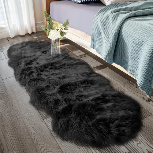 Vista 24 de Ciicool Alfombras de Piel de Oveja Sintética Suaves Alfombra de Piel Sintética Suave Beige Alfombra Esponjosa Funda para Silla y Sofá Alfombra