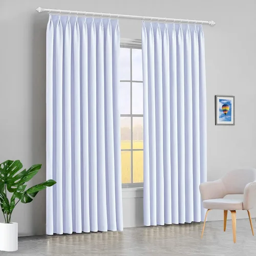 Vista 18 de Mamu Thread Collection Double Pinch Pleates Polyster Blended Blackout Curtain Panel & Drapes- Wine Solid, 42 Inch by 45 Inch- 2 Panel- (21+21) Wide
