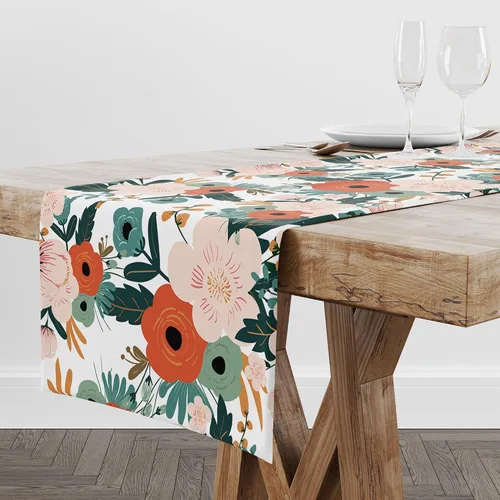 Vista 15 de Camino de mesa de flores de los años 60 y 70, retro, bohemio, hippie, para niños, niñas, fiesta, hogar, cocina, mesa, decoración, 36 x 13 pulgadas