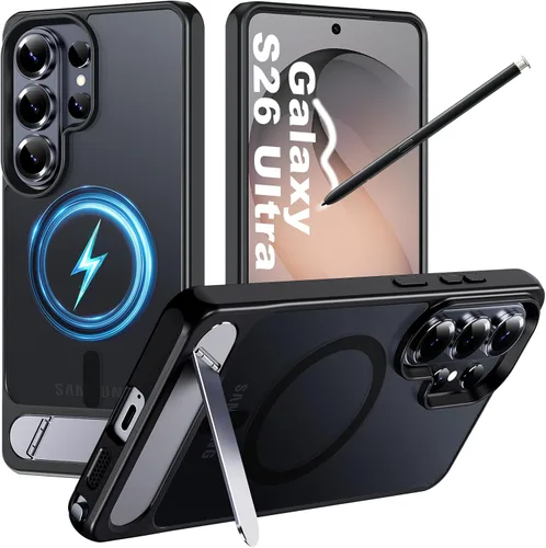 Vista 85 de Hualele - Funda magnética para Samsung Galaxy S24 Plus/S25 Plus con soporte de metal, [compatible con MagSafe]