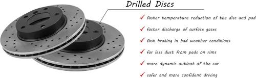 Vista 5 de Drilling GT Sport Brake Disc Rotors Compatible With OPEL ZAFIRA II A05 MINIVAN 2005 2006 2007 2008 2009 2010 2011 2012 2013 2014-1635GVR - Front