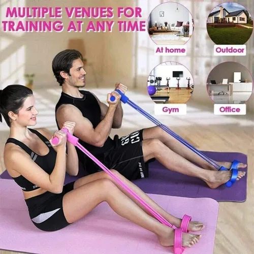 Vista 3 de 21 Bandas de Resistencia para Fitness - 4 Tubos con Pedal y Tirador de Tobillo, 2025 Nueva Banda Elástica de Pedal de Yoga para Estiramiento, Banda