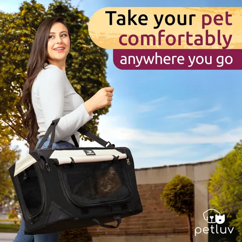 Vista 4 de Transportador de mascotas para gatos y perros, lado suave, mediano de 20 x 13 x 13 pulgadas, se adapta a la mayoría de gatos o perros pequeños