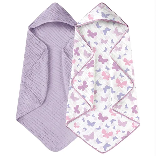 Vista 30 de Yoofoss - Paquete de 2 toallas de baño con capucha, 100% de muselina de algodón, para bebés y niños pequeños, suaves y absorbentes, esenciales