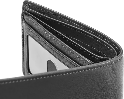 Vista 9 de Leatherology Billetera plegable de cuero para hombre con solapa para Negro Onyx